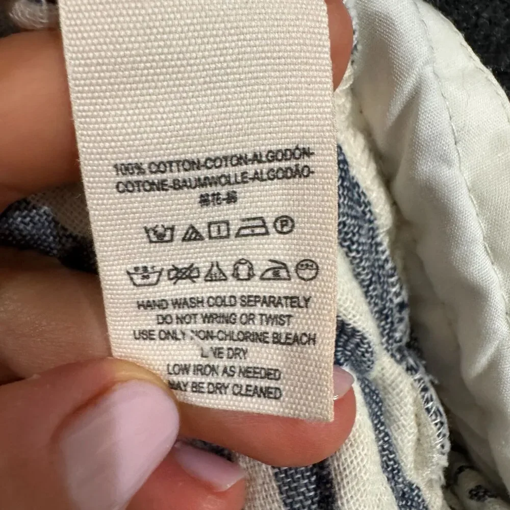 Free People Shorts Women's 2 Ivory Blue Striped Summer Beach Mini - Picture 8 of 9